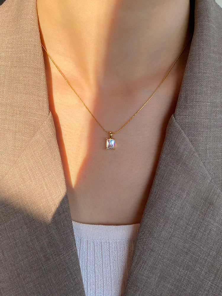 Super Flash Square Zircon Necklace