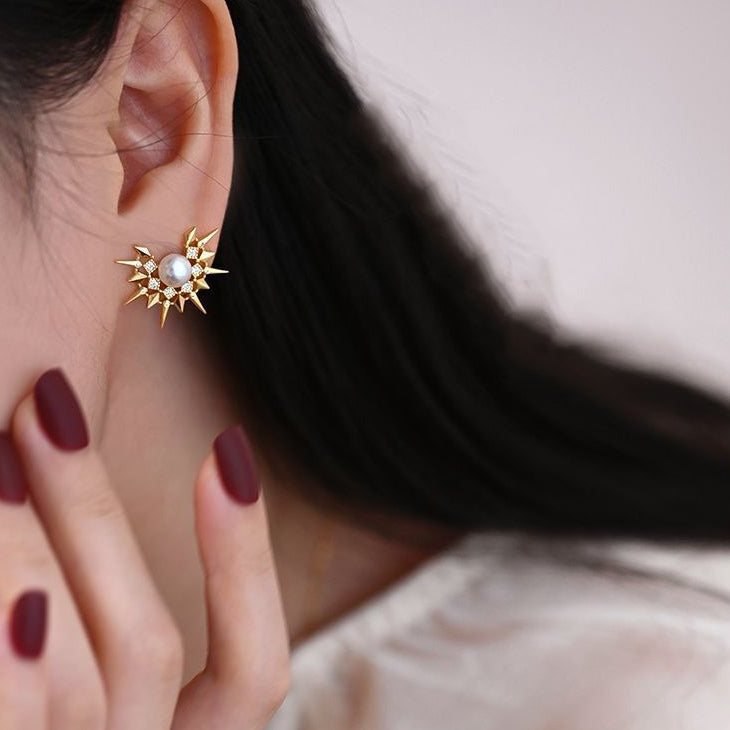 Sunburst' Pearl Earrings