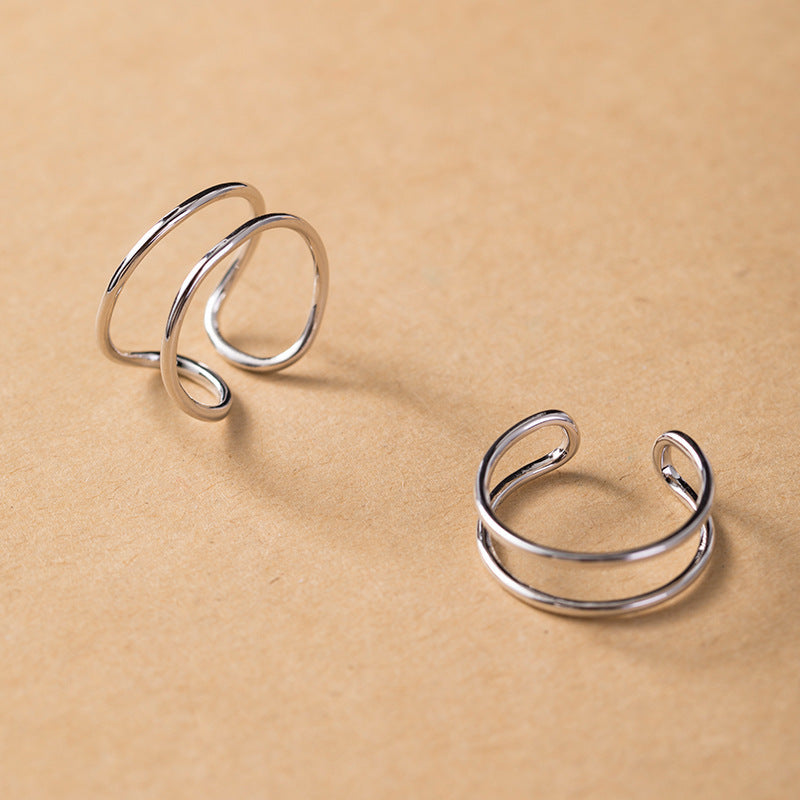 Simple geometric lines 925 sterling silver ring
