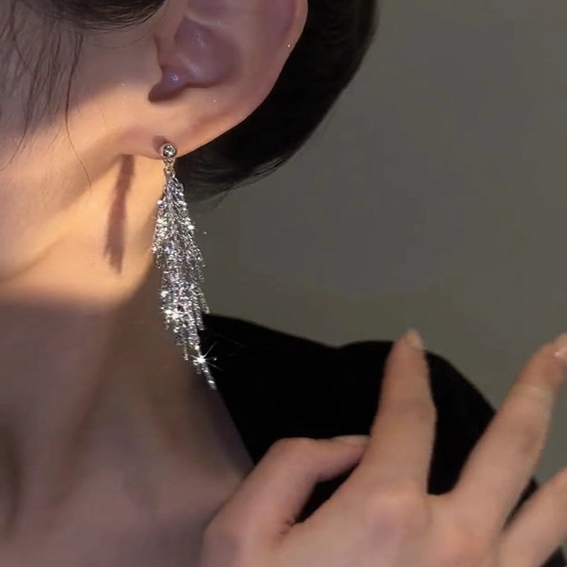 Beaded Long Tassel Earrings
