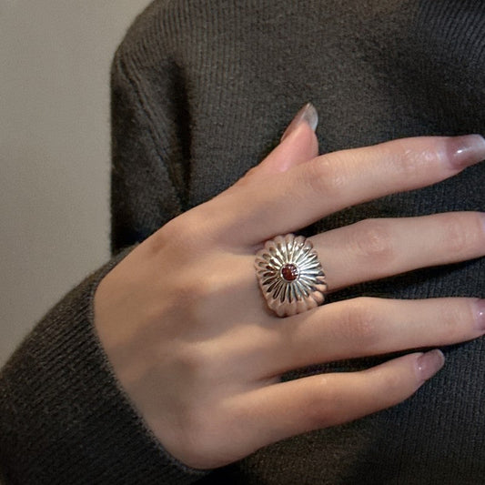 S925 Sterling Silver Onyx Simple Ring
