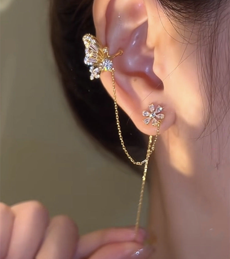 Spring Butterfly Zirconia Ear Cuffs