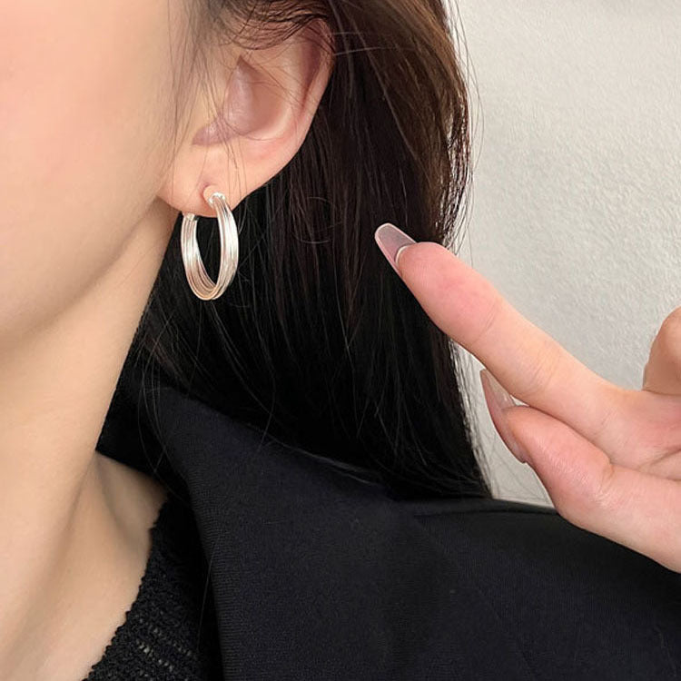 Multilayered Line Hoop Earrings