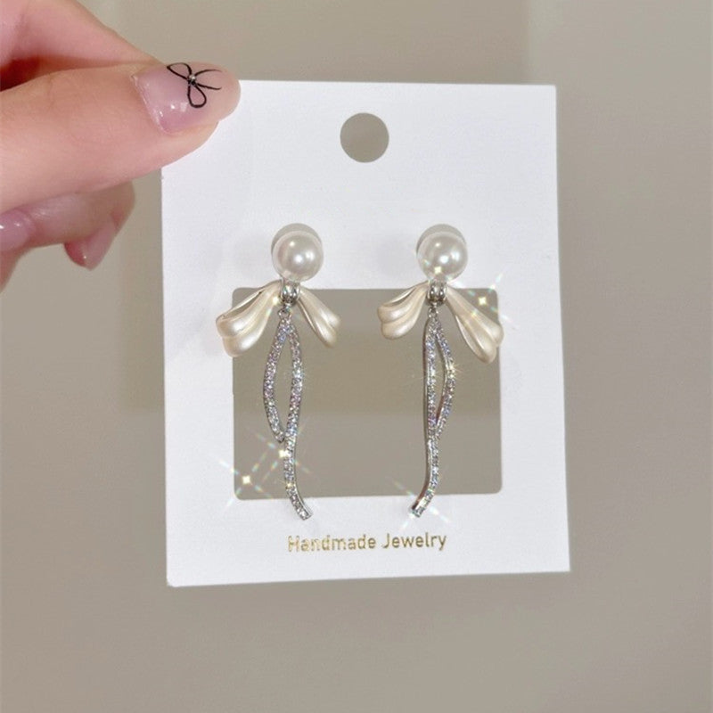 Delicate Bow Tassel Earrings