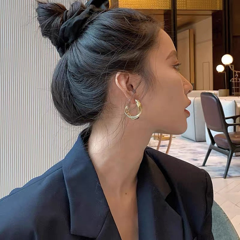 Geometric Metal Hooper Earrings