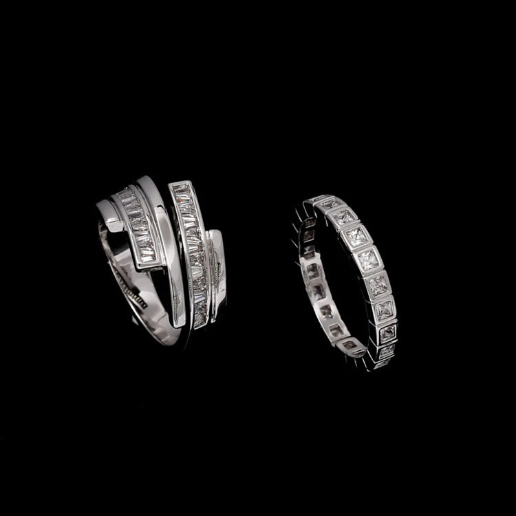 Sequined Zirconia Adjustable Ring