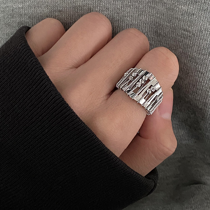 Openwork Beaded Adjustable Ring