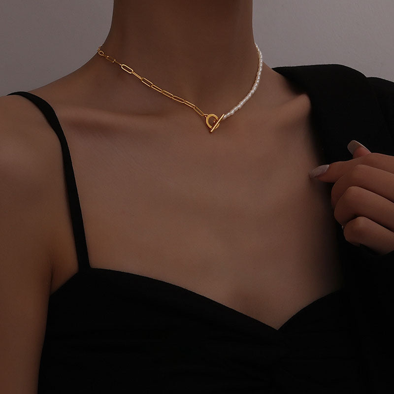 T-button pearl necklace