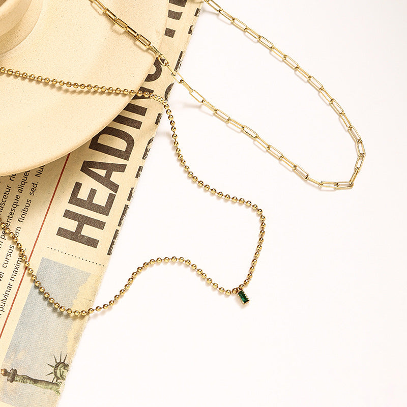 Emerald Square Zircon Necklace