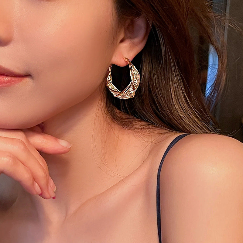 Crystal Twisted Hoope Earrings