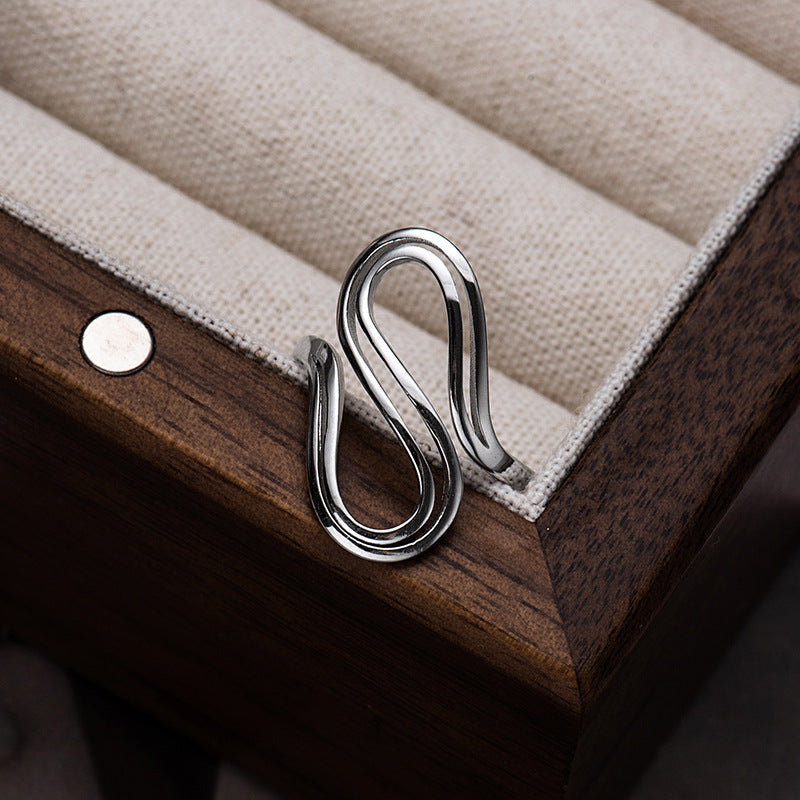 Sterling Silver Openwork S-Shaped Adjustable Ring
