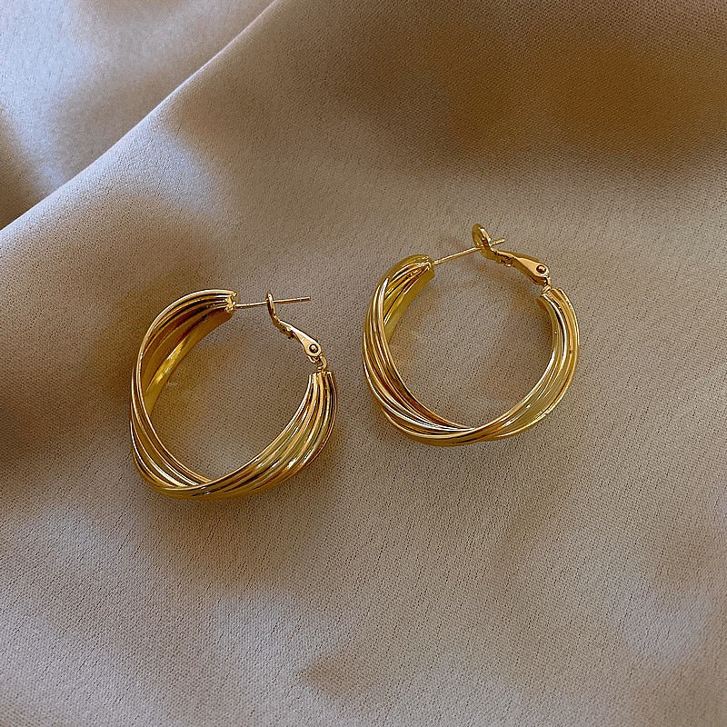 Geometric Metal Hooper Earrings