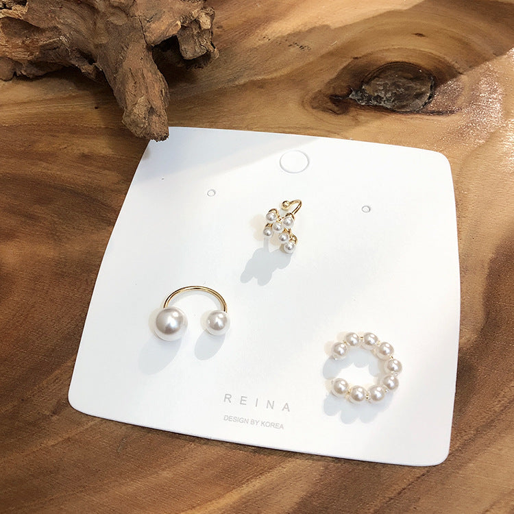 Pearl Three Pieces Ear Cuff Set