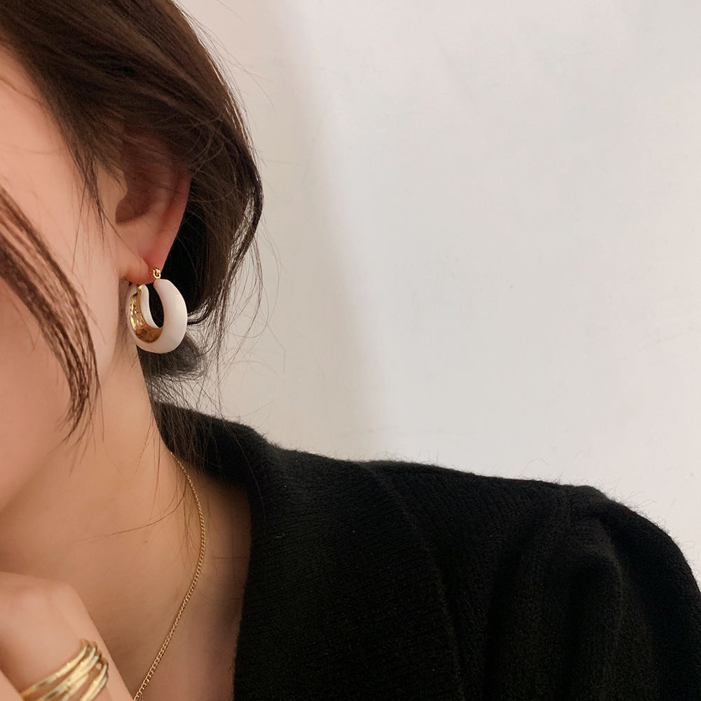Colorful Drop Glaze Hoop Earrings
