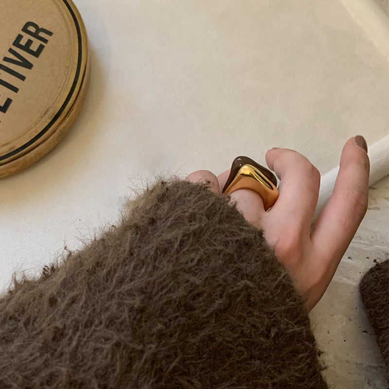 Vintage Mirad Copper Plated 18k Gold Enamel Ring