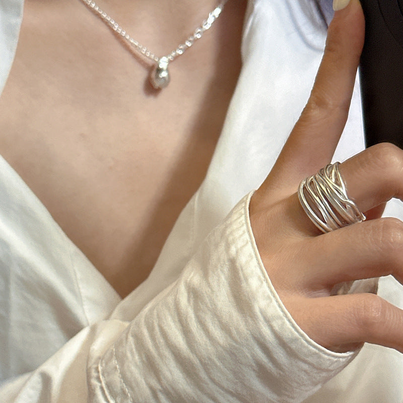 S925 Sterling Silver Line Wrap Ring