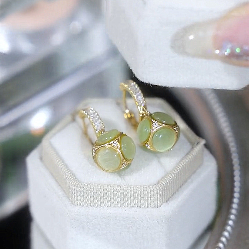 Green Cat's Eye Earrings