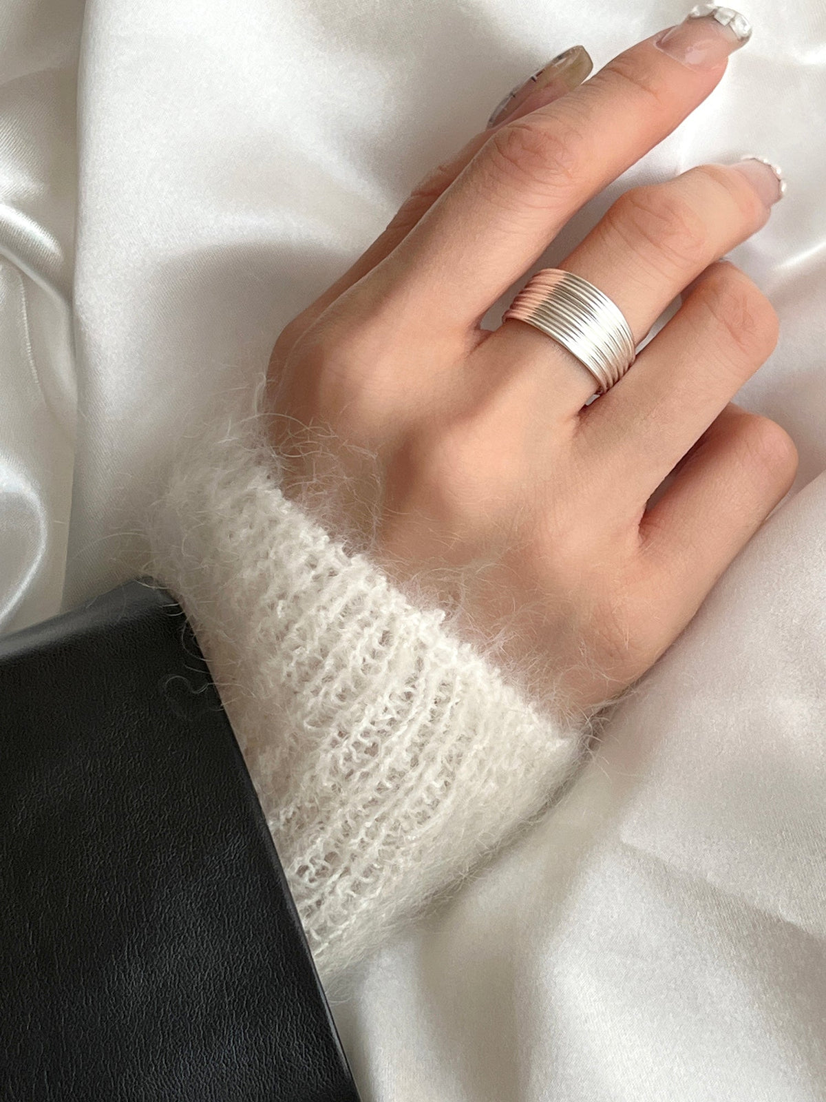 Multi-Layered Line Sterling Silver Ring