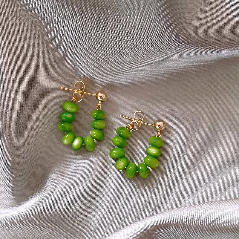 Green Beaded Earrings