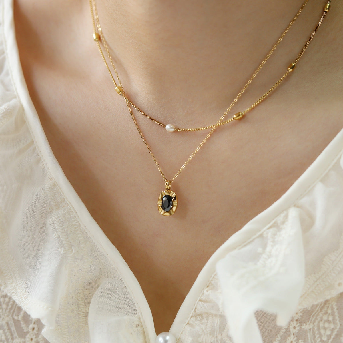 Freshwater Pearl and Rice Bead Necklace