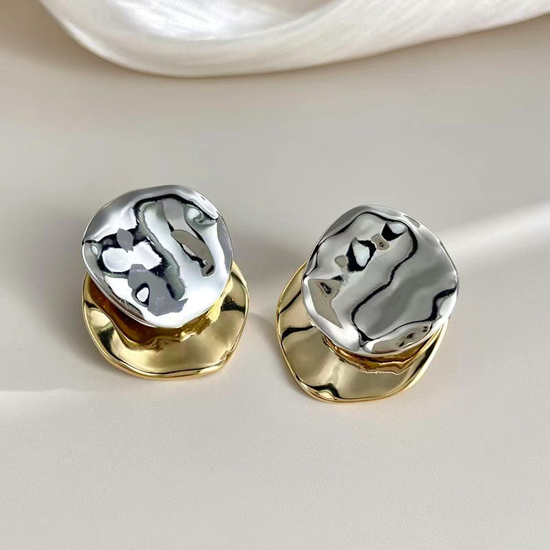 Colorblocked Round Piece Earrings