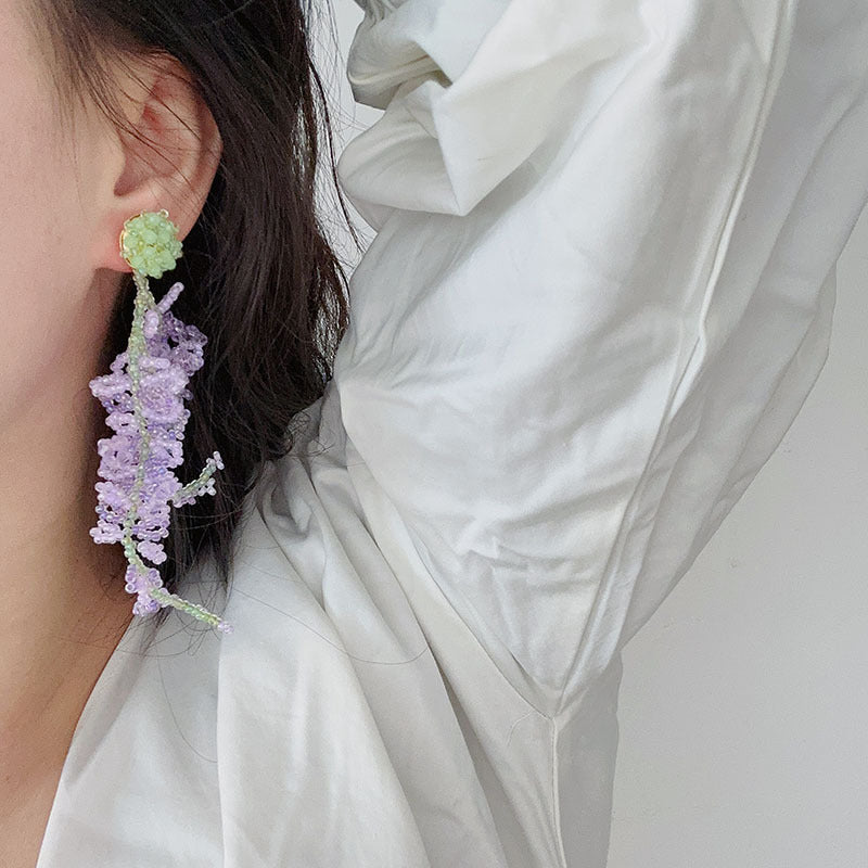 Oil Painting Wisteria Tassel Earrings