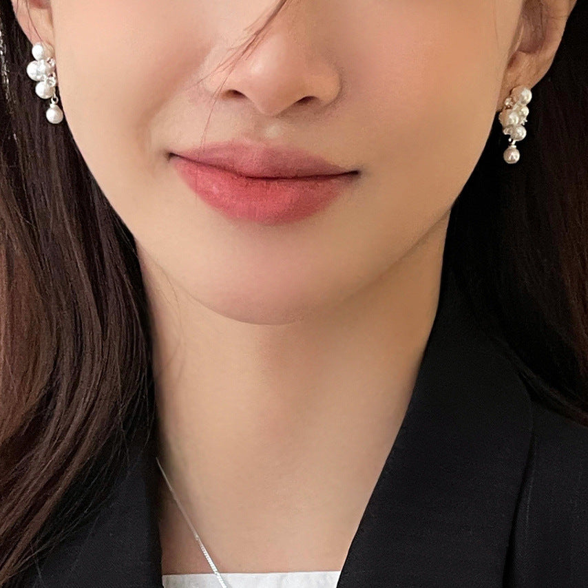 Pearl Zirconia Stud Earrings