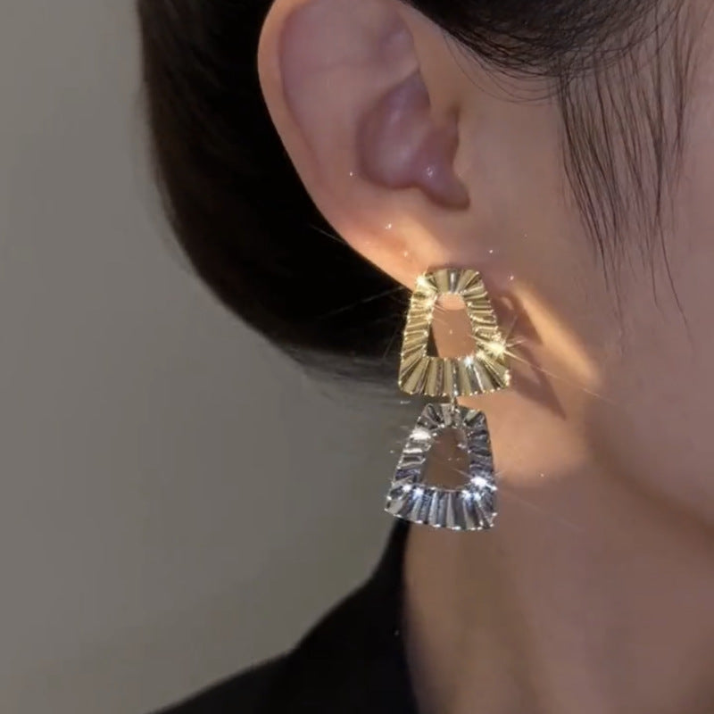 Large Trapezoidal Two Color Earrings