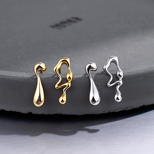 925 Sterling Silver Irregular Water Drop Earrings