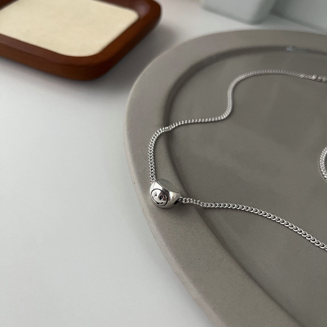 S925 Sterling Silver Shell Reversible Wearable Smile Necklace