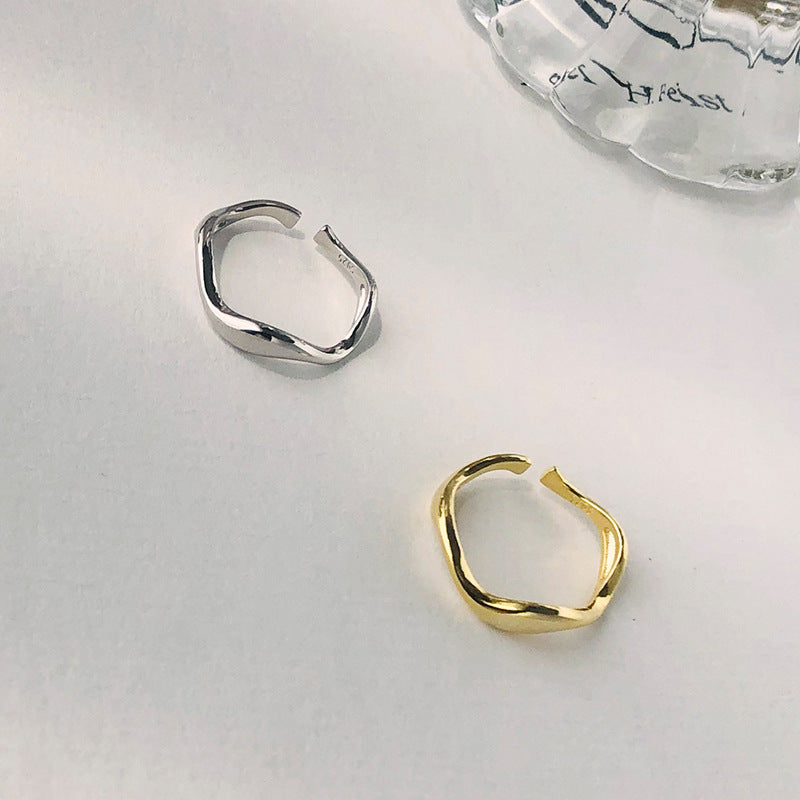 925 Sterling Silver Irregular Wave Ring