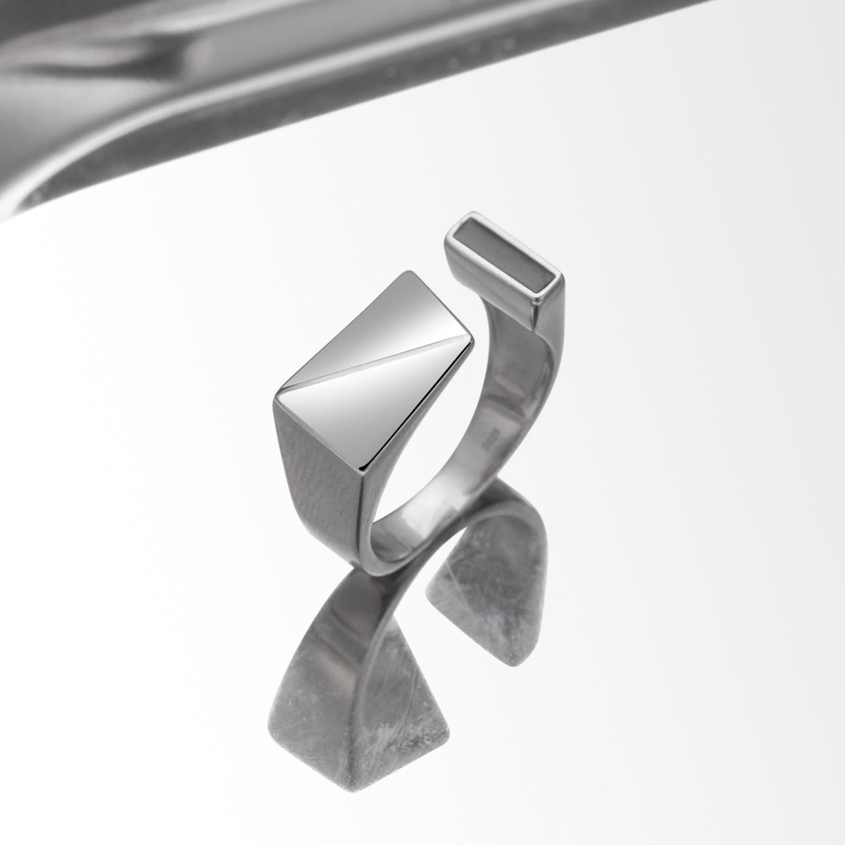 Sterling Silver Geometric Square Adjustable Ring