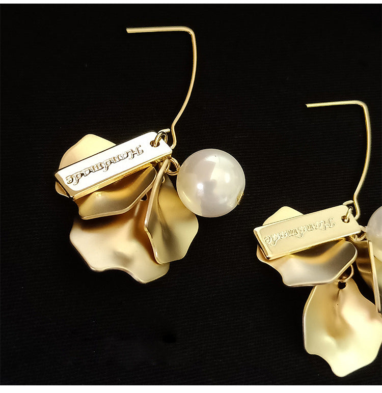Gold Flower Pearl Earrings