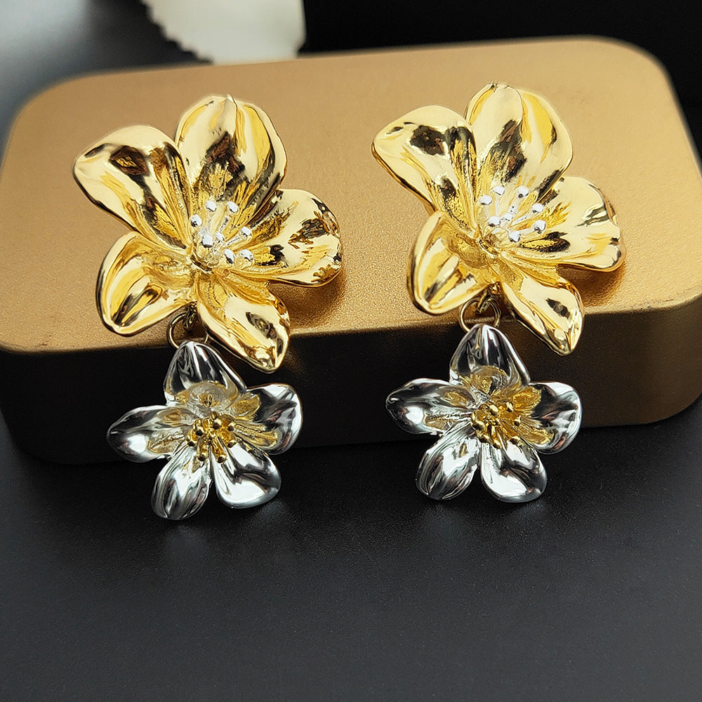 Clashing Ruffled Flowers Earrings