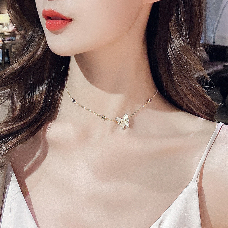 Crystal Butterfly Choker Necklace
