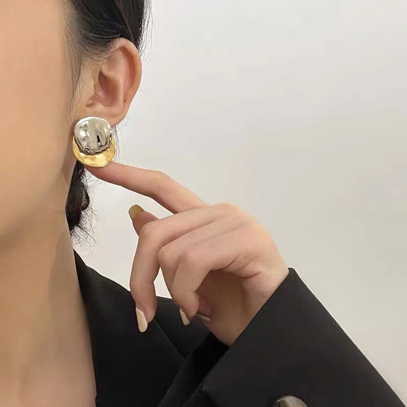Colorblocked Round Piece Earrings