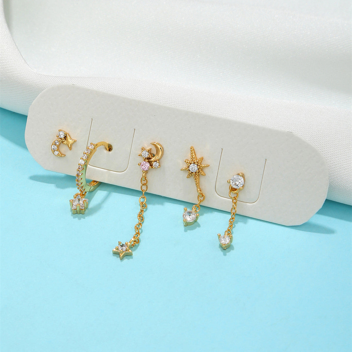 Star and Moon Earring Set