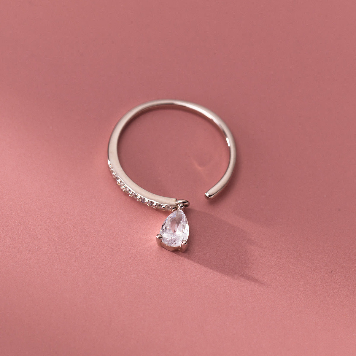 s925 Sterling Silver Drops Adjustable Ring