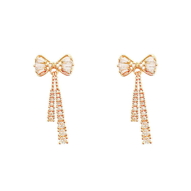 Ribbon Diamond Crystal Earrings