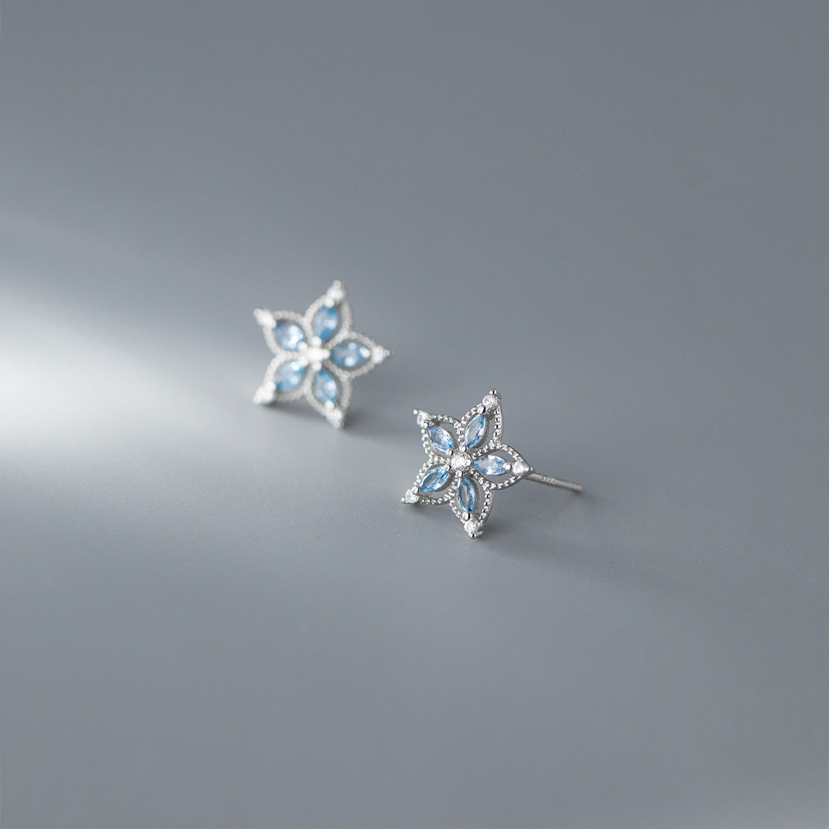 Sterling Silver Sapphire Orchid Earrings