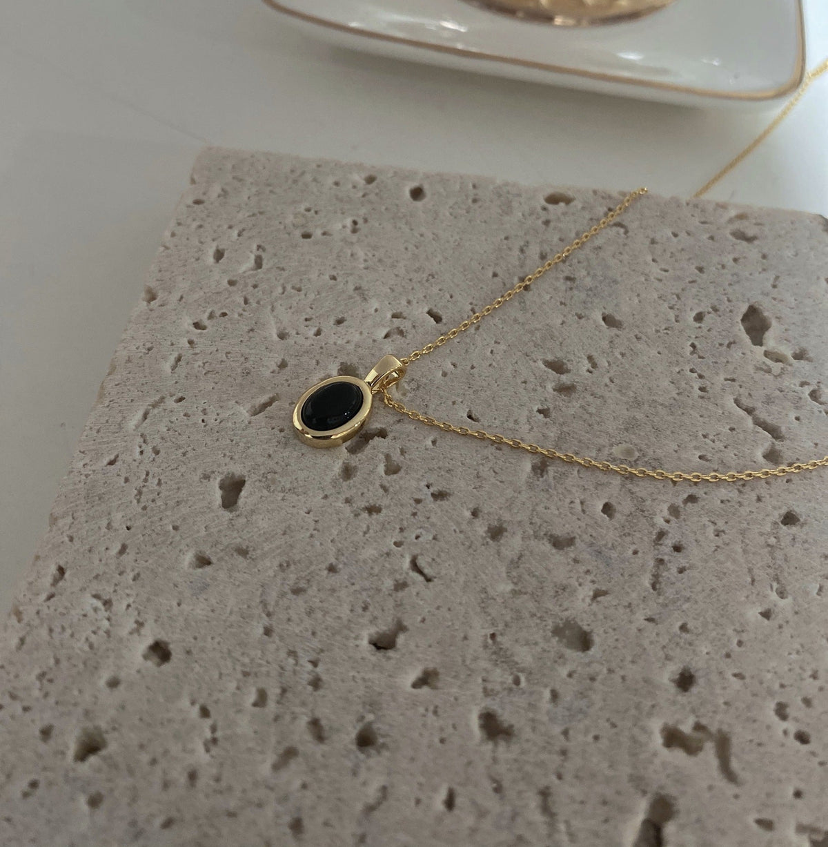 Black onyx pearl stacking necklace