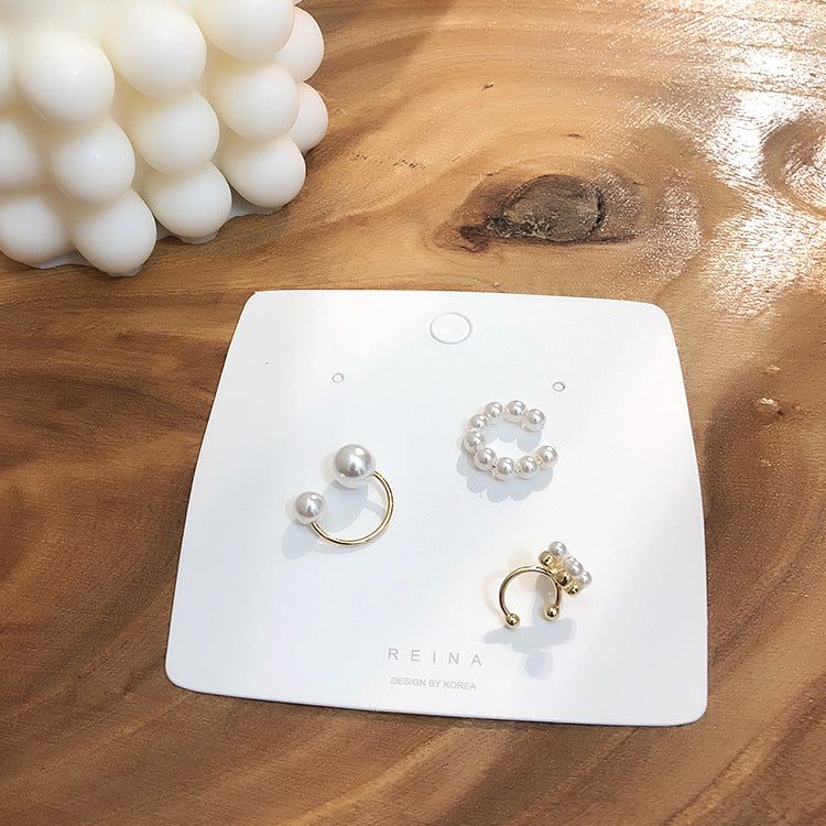 Pearl Three Pieces Ear Cuff Set
