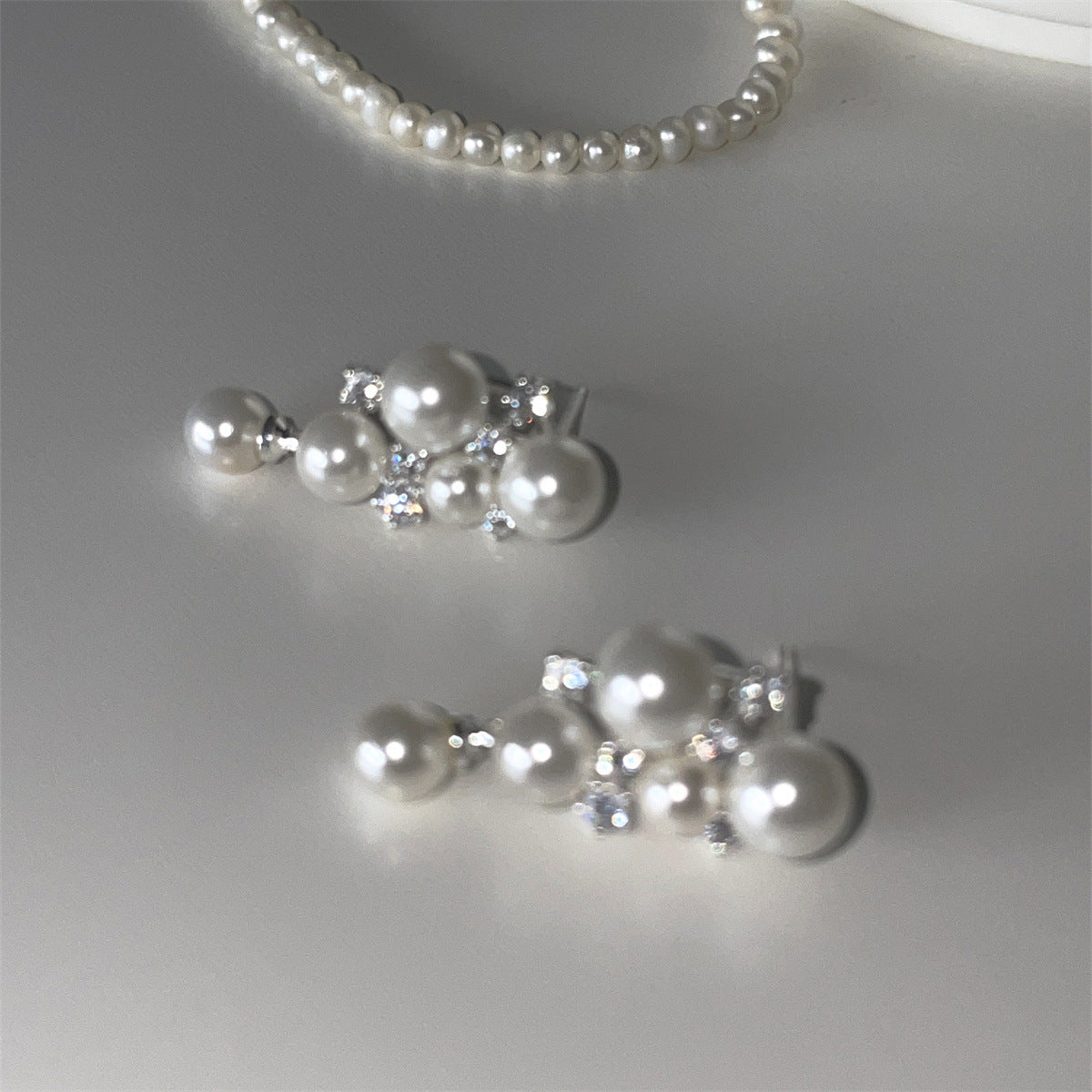 Pearl Zirconia Stud Earrings