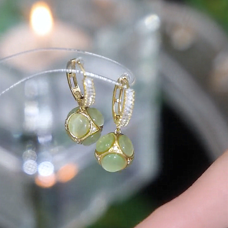 Green Cat's Eye Earrings