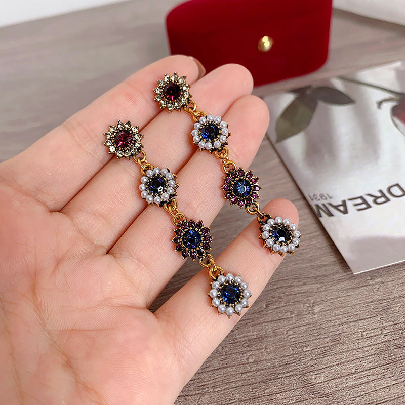 Vintage Flower Drop Earrings