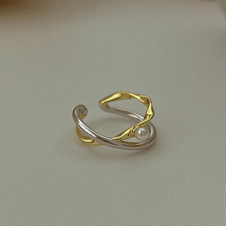 925 Sterling Silver Clashing Crossover Ring