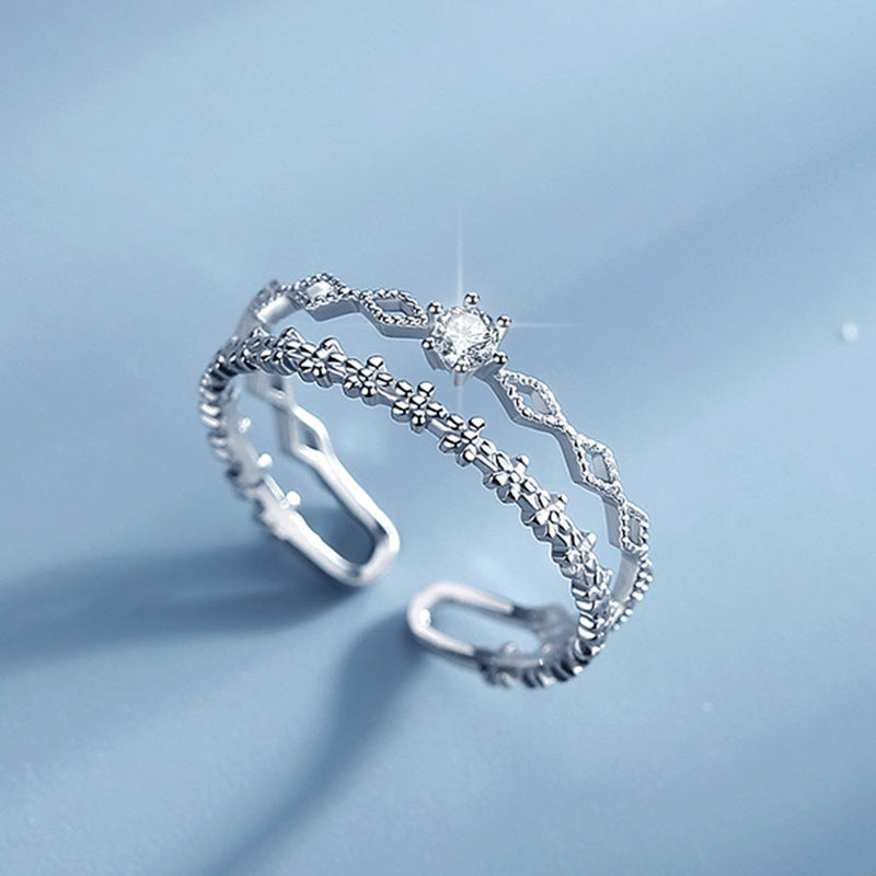 Silver Layered Flower Ring
