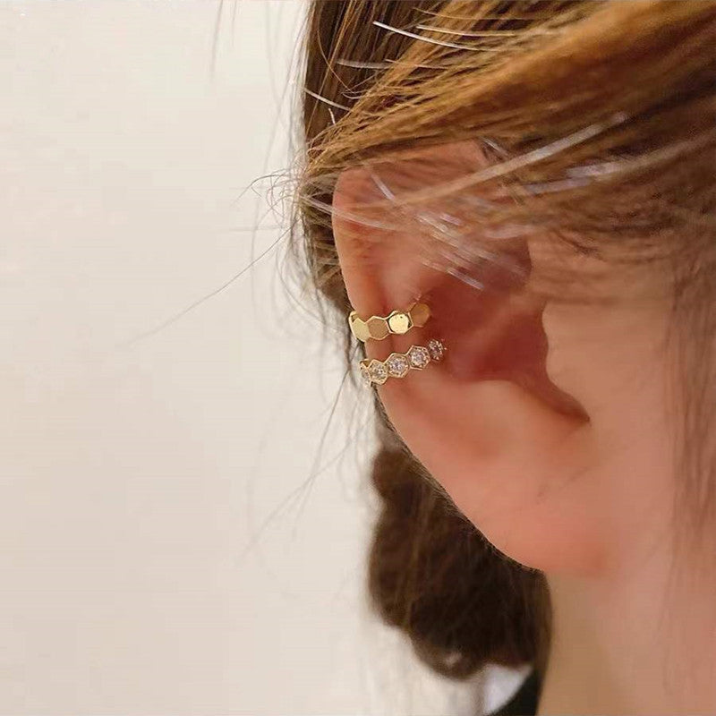 Sterling Silver Zirconia Geometric Ear Cuff