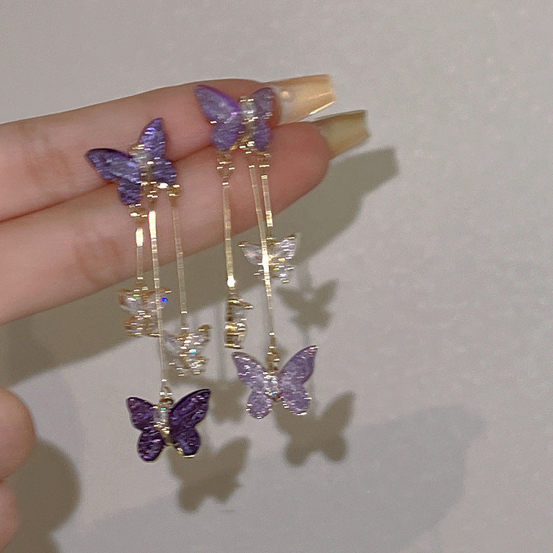 Purple Butterfly Earrings