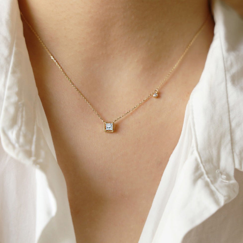 Vintage Emerald Sugar Cube Pendant Necklace